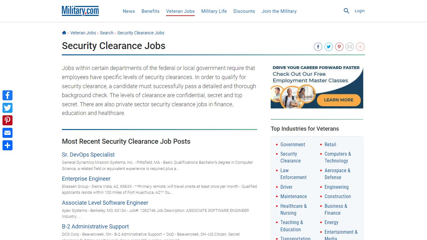 Security Clearance, Security Jobs for Veterans | Military.com